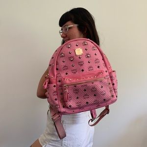 MCM pink studded backpack